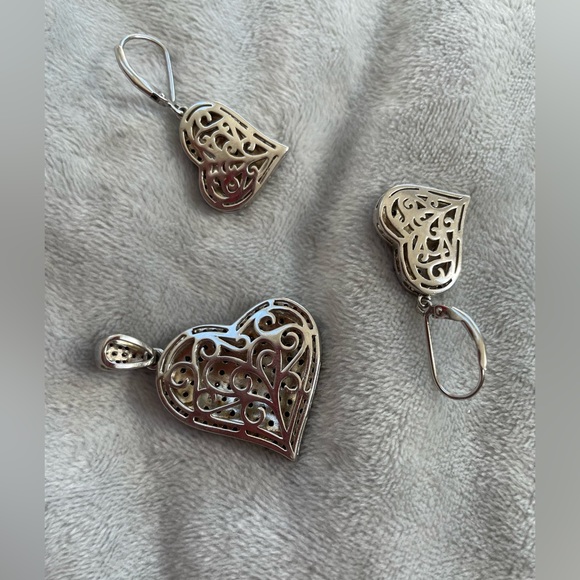 3 piece authentic Ruby hearts set 925 sterling silver earrings&pendant - Picture 3 of 5